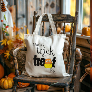 Tote Bag Tricoter ou traiter Halloween Corn bonbon Personna