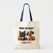 Tote Bag Tricoter Ou Traiter Kitten Personnalisé Chiot Hall (Devant)