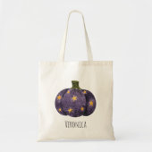 Tote Bag Tricoter ou traiter le Citrouille pourpre Hallowee (Devant)