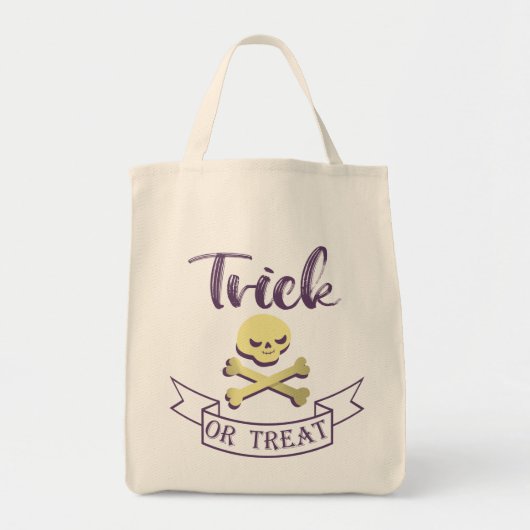 Tote Bag Tricoter ou traiter les os croisés du crâne Ruban  (Devant)