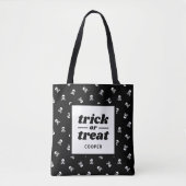 Tote Bag Tricoter ou traiter monogramme crâne et os croisés (Devant)