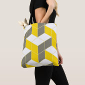 Tote Bag Trident cubique isométrique gris et jaune sans joi (De près)