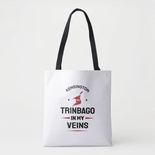 Tote Bag Trinbago in My Veins | Trini Pride WHITE (Devant)