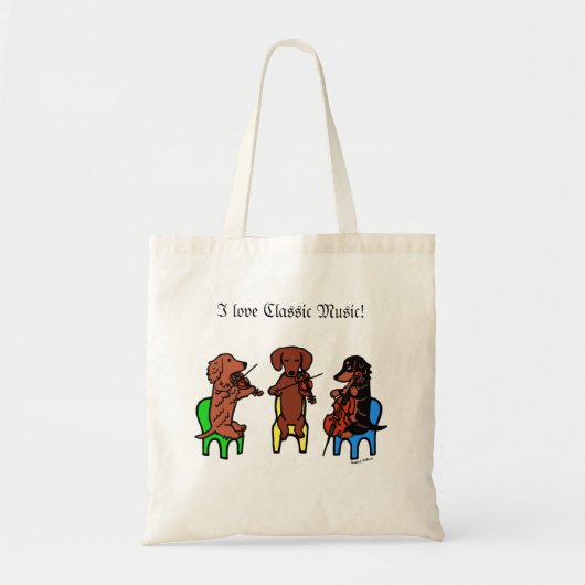 Tote Bag Trio de ficelle de teckel (Devant)