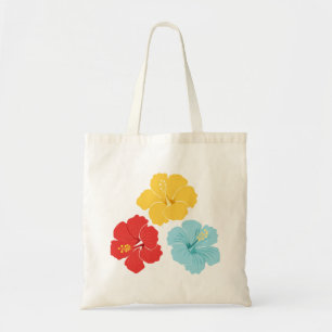 Tote Bag Trio de fleurs d'hibiscus tropical – Rouge, Jaune