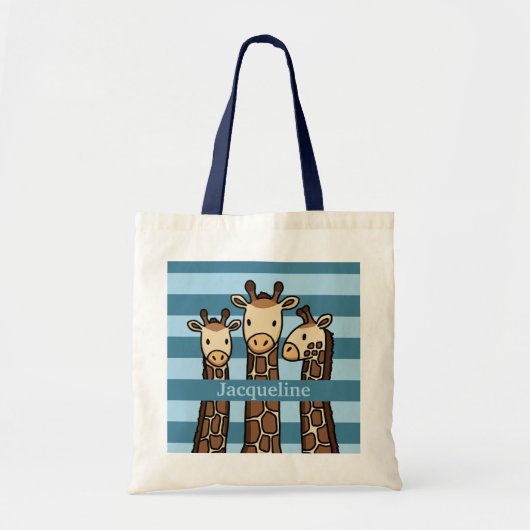 Tote Bag Trio de Girafe Bébé, ajouter le nom de l'enfant (Devant)