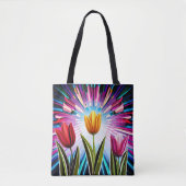 Tote Bag Trio de tulipes : Une explosion de beauté printani (Devant)