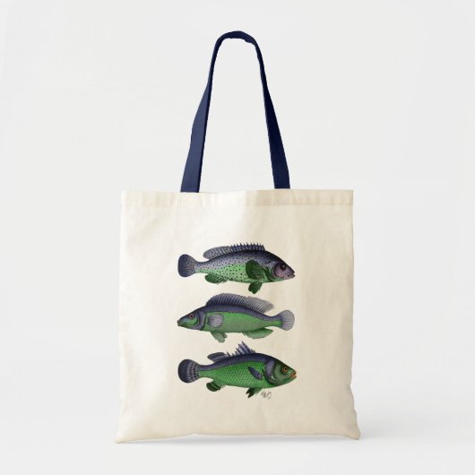 Tote Bag Trio poisson bleu et vert (Devant)