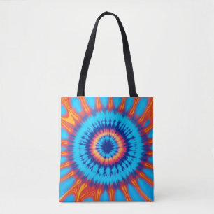 Tote Bag Trippy Cravate-Dye Retro Blue & Orange