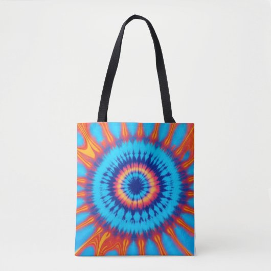Tote Bag Trippy Cravate-Dye Retro Blue & Orange (Devant)
