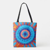 Tote Bag Trippy Cravate-Dye Retro Blue & Orange (Dos)