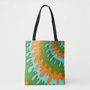 Tote Bag Trippy Green Orange Liquid Dripe Motif Y2K