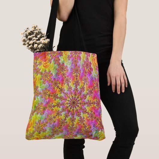 Tote Bag Trippy Groovy Funky Psychédélique Fractale Explosi (De près)