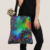 Tote Bag Trippy Hippie psychédélique arc-en-ciel spirale fr (De près)