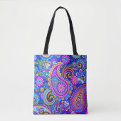 Tote Bag Trippy Hippy Retro Paisley (Devant)