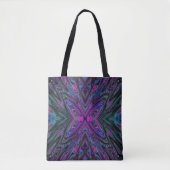 Tote Bag Trippy Magenta, Bleu et Vert Papillon Abstrait (Devant)
