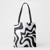 Tote Bag Trippy noir et blanc rétro Liquid Swirl Abstrait (Devant)