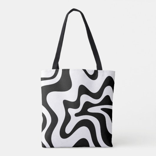 Tote Bag Trippy noir et blanc rétro Liquid Swirl Abstrait (Dos)