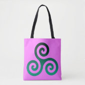Tote Bag Triskele Vert Rose Fuchsia (Devant)