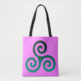 Tote Bag Triskele Vert Rose Fuchsia