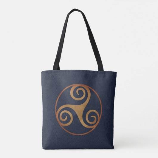 Tote Bag Triskelion celtique (bleu) personnalisé (Dos)