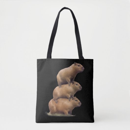 Tote Bag Trois Capybaras Funny Capybara Humour Stack Animal (Devant)