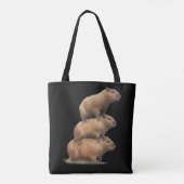 Tote Bag Trois Capybaras Funny Capybara Humour Stack Animal (Dos)
