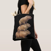 Tote Bag Trois Capybaras Funny Capybara Humour Stack Animal (De près)