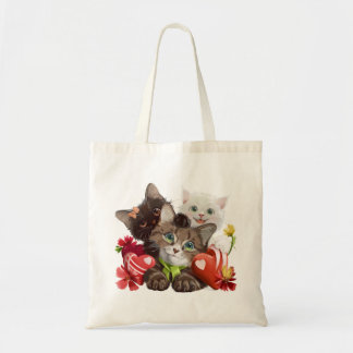 Tote Bag Trois chatons et coeurs