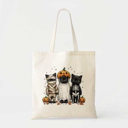 Tote Bag Trois chats Halloween (Devant)