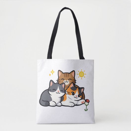 Tote Bag Trois chats mignons Amitié (Devant)