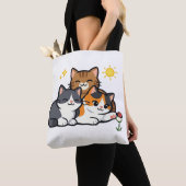 Tote Bag Trois chats mignons Amitié (De près)