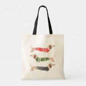 Tote Bag Trois chiens dachshunds au pull de Noël laid (Dos)