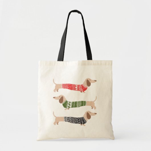 Tote Bag Trois chiens dachshunds au pull de Noël laid (Devant)
