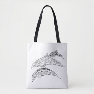 Tote Bag Trois dauphins Couleur adulte Fourre-tout complète