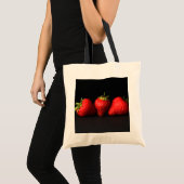 Tote Bag Trois Fraises Sur Bti Noir (Devant (produit))