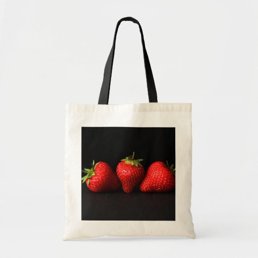 Tote Bag Trois Fraises Sur Bti Noir (Devant)