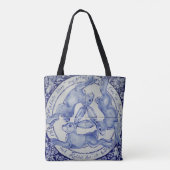 Tote Bag Trois Hares Rabbit Bleu et blanc Médaillon Oiseau (Dos)