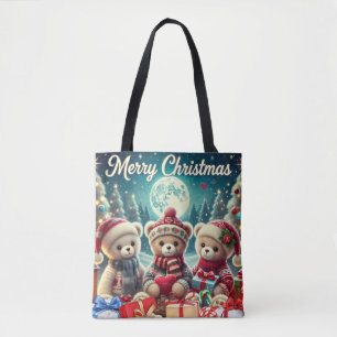 Tote Bag Trois mignons Nounours Joyeux Noël