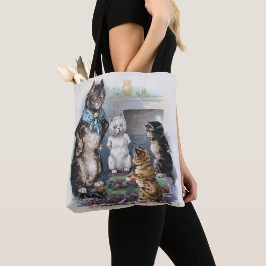 Tote Bag Trois petits chatons et mère, Louis Wain (De près)