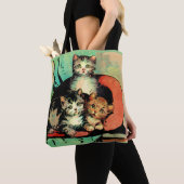 Tote Bag trois petits chatons imprimés (De près)