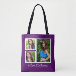 Tote Bag Trois photos de remise de diplôme Année Violet Bla