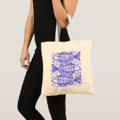 Tote Bag Trois poissons - bleu électrique (Devant (produit))