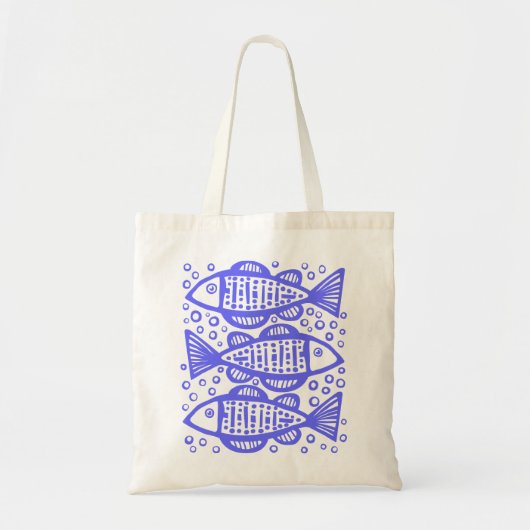 Tote Bag Trois poissons - bleu électrique (Devant)