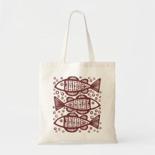 Tote Bag Trois poissons - Brown foncé