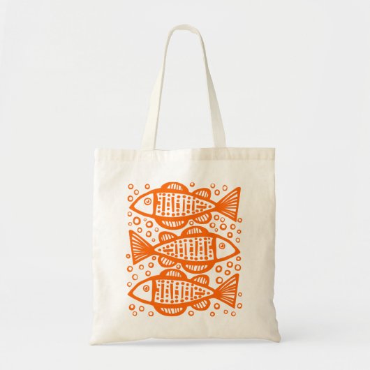 Tote Bag Trois poissons - Orange (Devant)