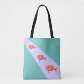 Tote Bag Trois poissons rouges corail sur Turquoise (Devant)