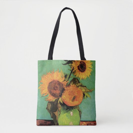 Tote Bag Trois tournesols dans un vase par Vincent van Gogh (Devant)