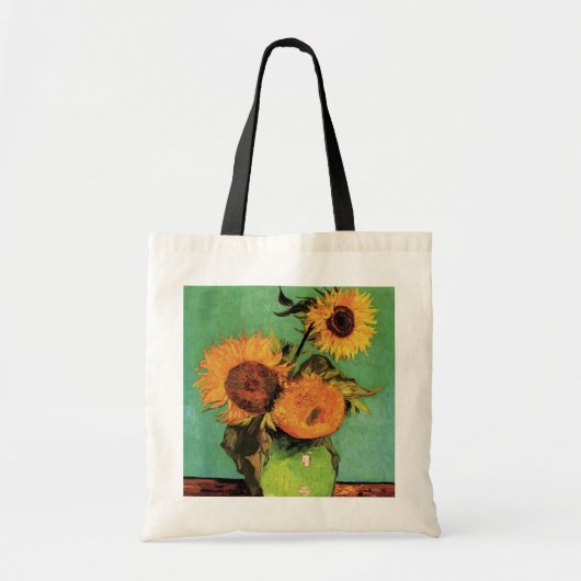 Tote Bag Trois tournesols dans un vase par Vincent van Gogh (Devant)