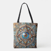 Tote Bag Troisième oeil - Turquoise Blue Gold Mandala (Dos)